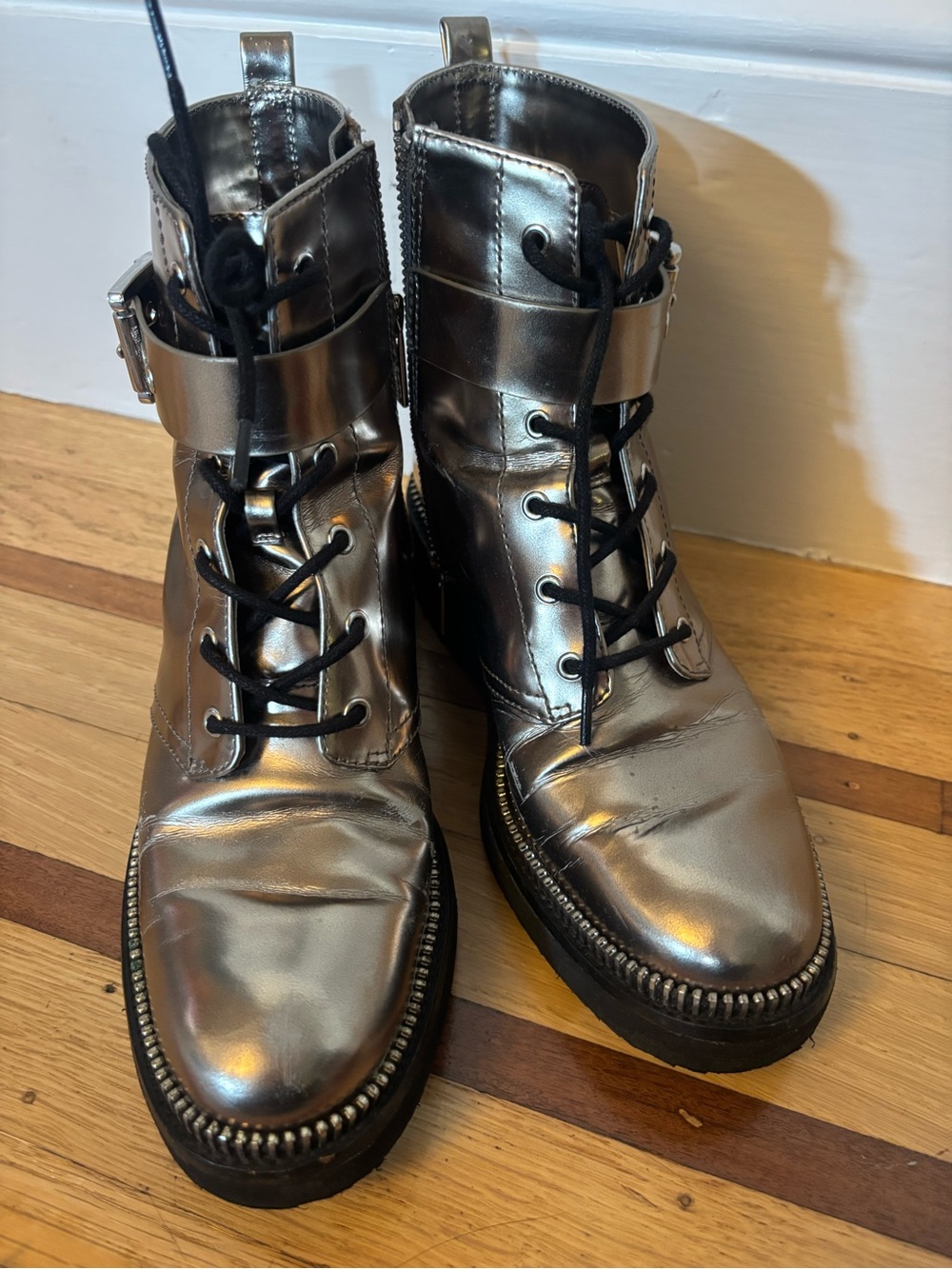 Michael Kors Metallic Gold Boots Designer Ankle Boots Glam Statement Shoes